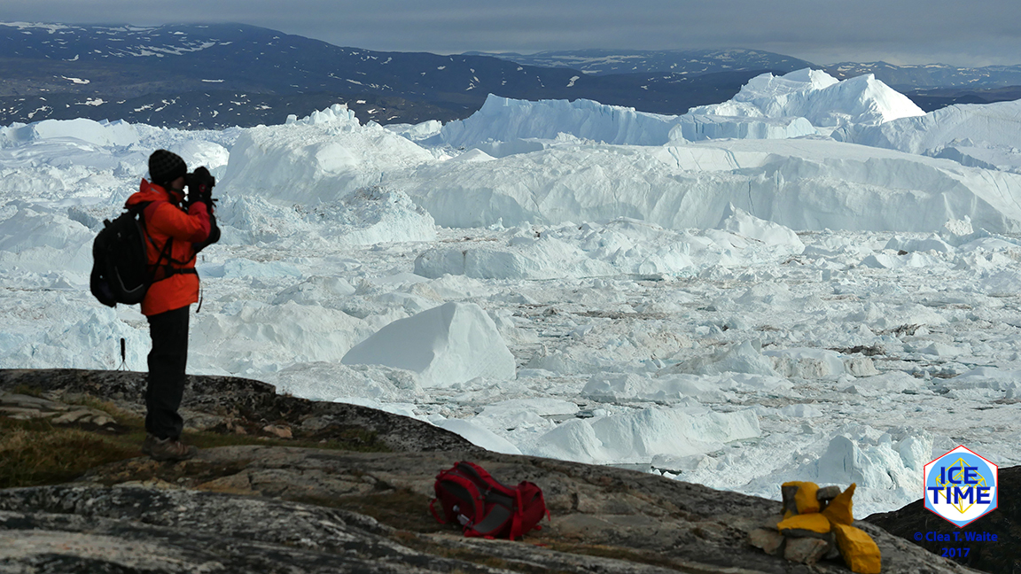 Clea T. Waite filming Ice-Time on the Ice Fjord Ilulissat, Greenland. 6.2016